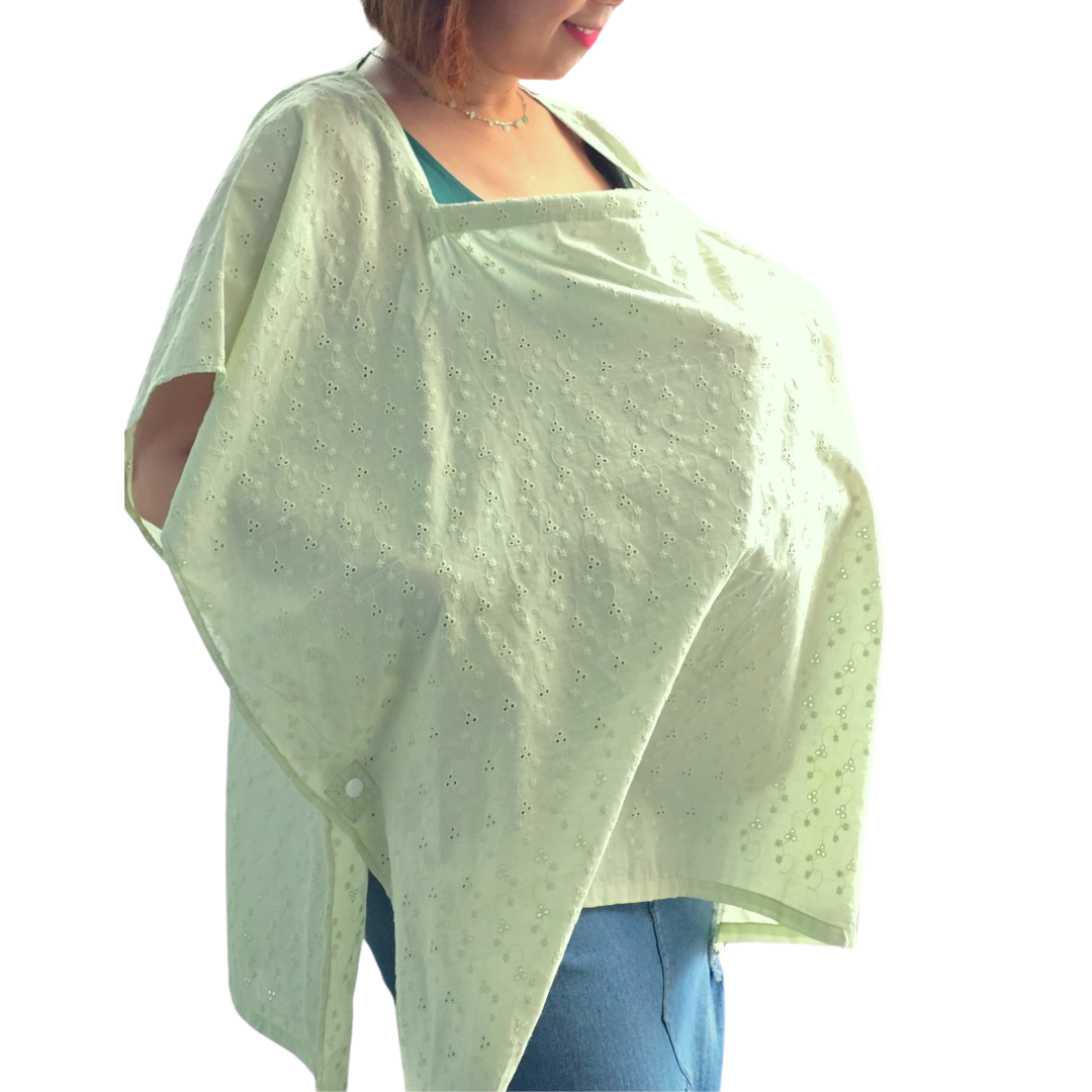 Sew Childhood Poncho Nursing Covers with Stiffener - Pistachio Eyelet (7972764024866)