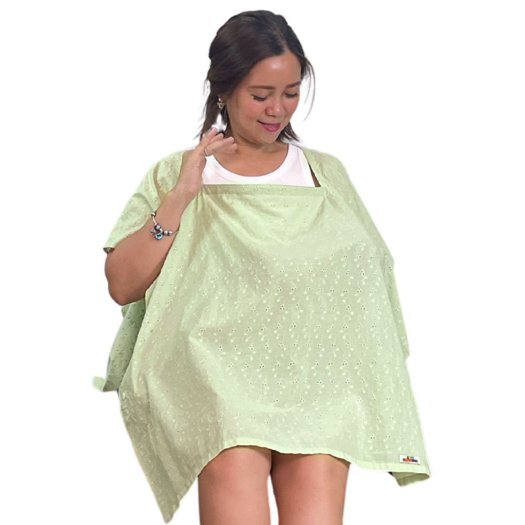 Sew Childhood Poncho Nursing Covers with Stiffener - Pistachio Eyelet (7972764024866)