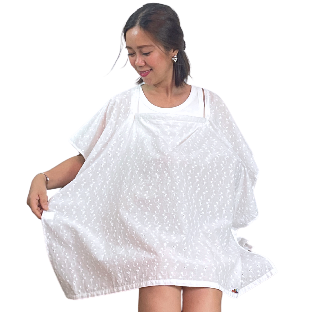 Sew Childhood Poncho Nursing Covers with Stiffener - White Eyelet (7972759502882)