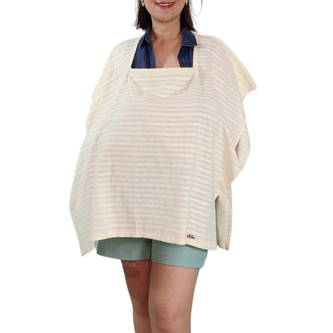 Sew Childhood Poncho Nursing Covers with Stiffener - Ivory Textured Cotton (7972770676770)