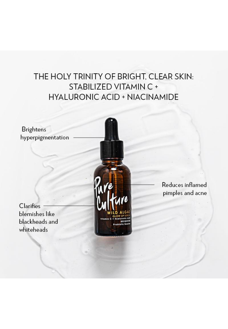 Pure Culture Wild Algae Glow Up Serum | Vitamin C Serum | Vitamin C + Hyaluronic Acid | For Skin Brightening & Reduction of Dark Spots 30ml (7955489816610)
