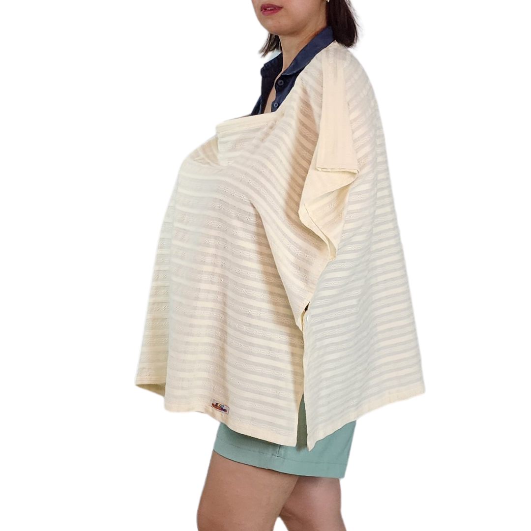 Sew Childhood Poncho Nursing Covers with Stiffener - Ivory Textured Cotton (7972770676770)