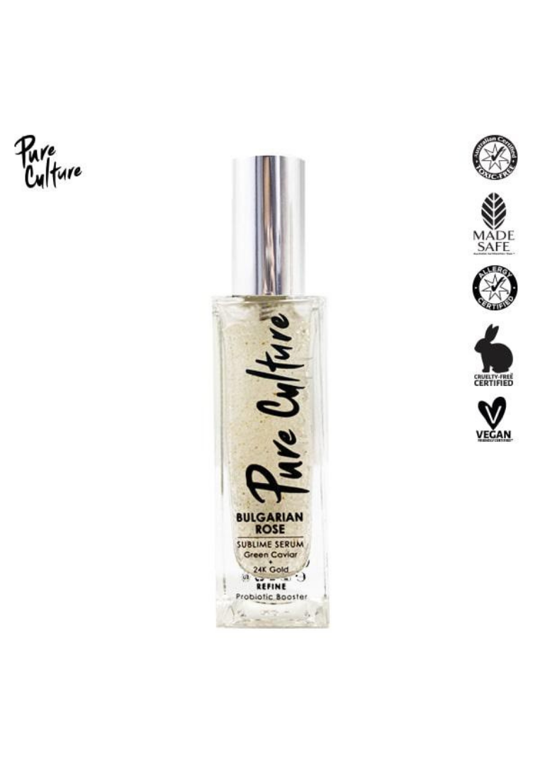 Pure Culture Bulgarian Rose Sublime Serum | Anti-aging Serum | Hyaluronic Acid + 24K Gold | For Dry Skin - 30ml (7955567673378)