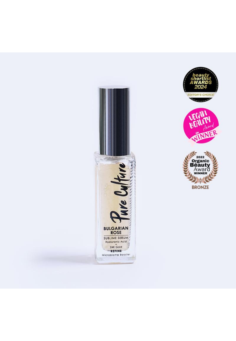 Pure Culture Bulgarian Rose Sublime Serum | Anti-aging Serum | Hyaluronic Acid + 24K Gold | For Dry Skin - 30ml (7955567673378)