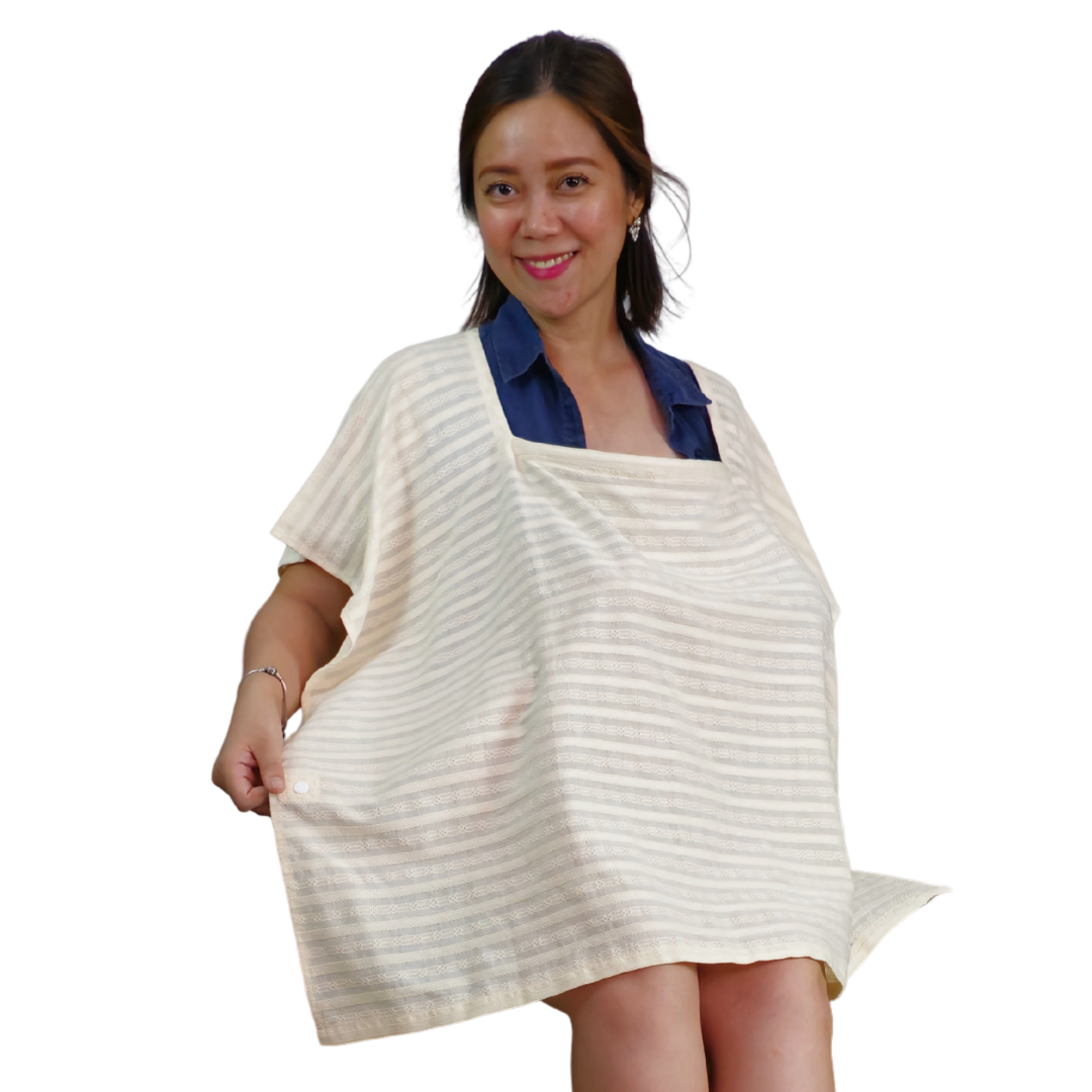 Sew Childhood Poncho Nursing Covers with Stiffener - Ivory Textured Cotton (7972770676770)