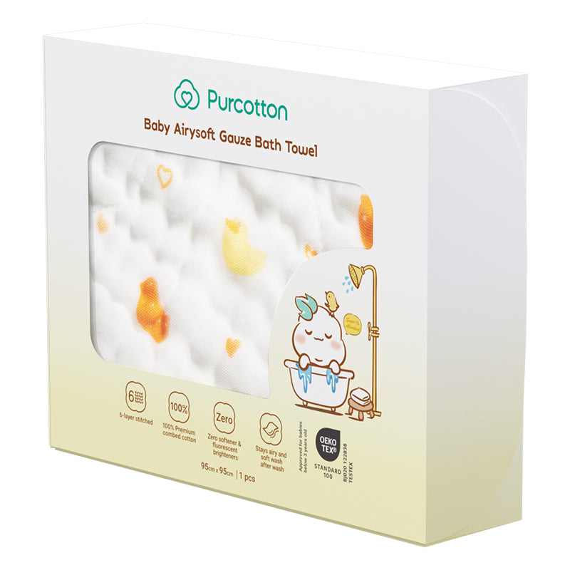 Purcotton Baby Airysoft Gauze Bath Towel Yellow Duckling (7869785112610)