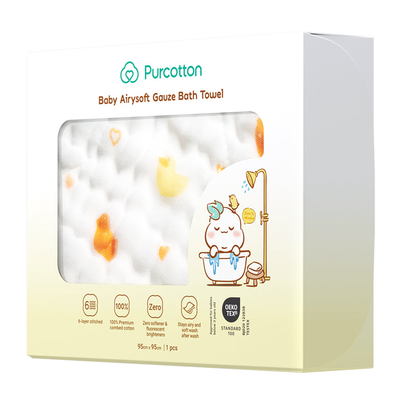 Purcotton Baby Airysoft Gauze Bath Towel Yellow Duckling (7869785112610)
