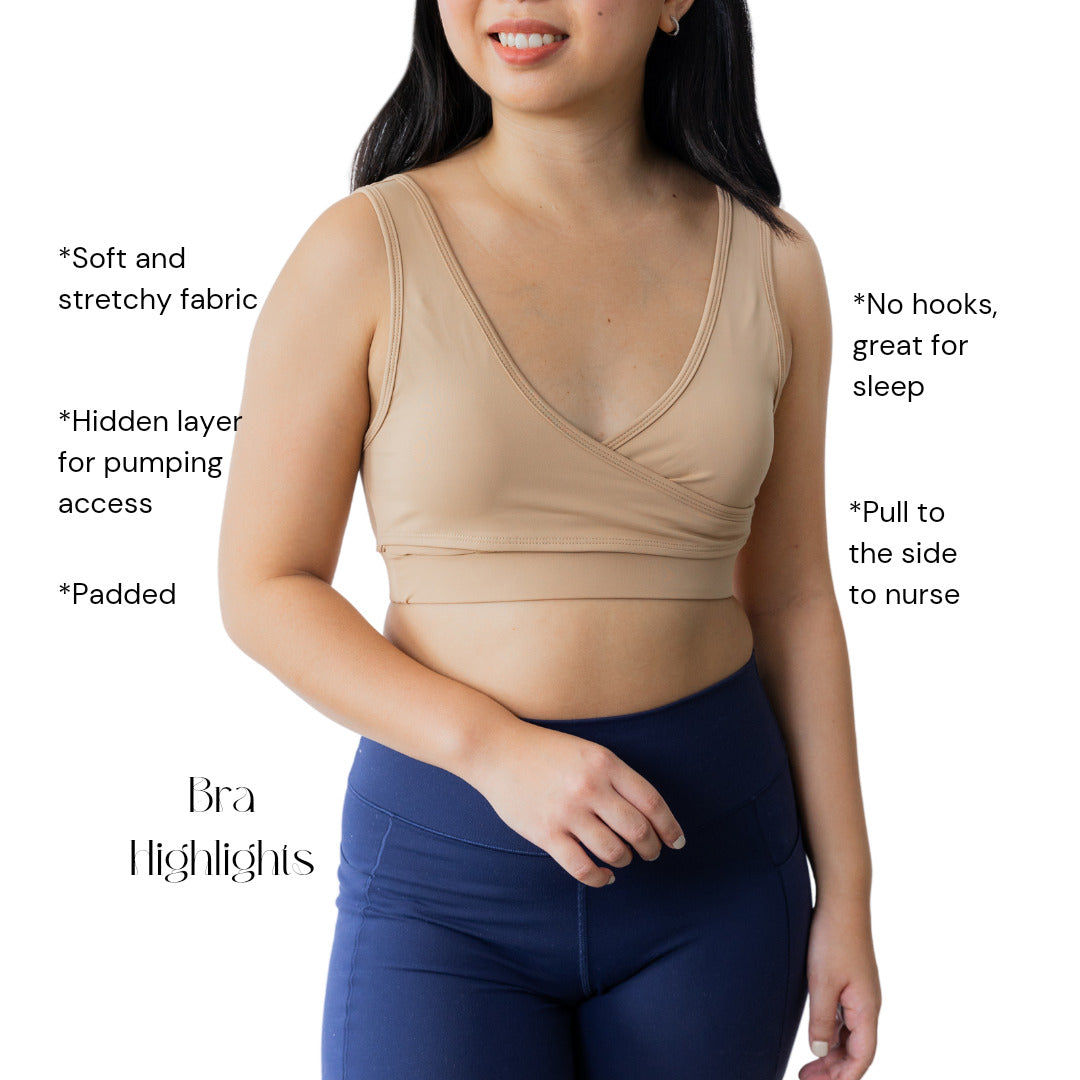 Elation - Nursing and Hands-free Pumping Bra in Caramel (7965557751842)