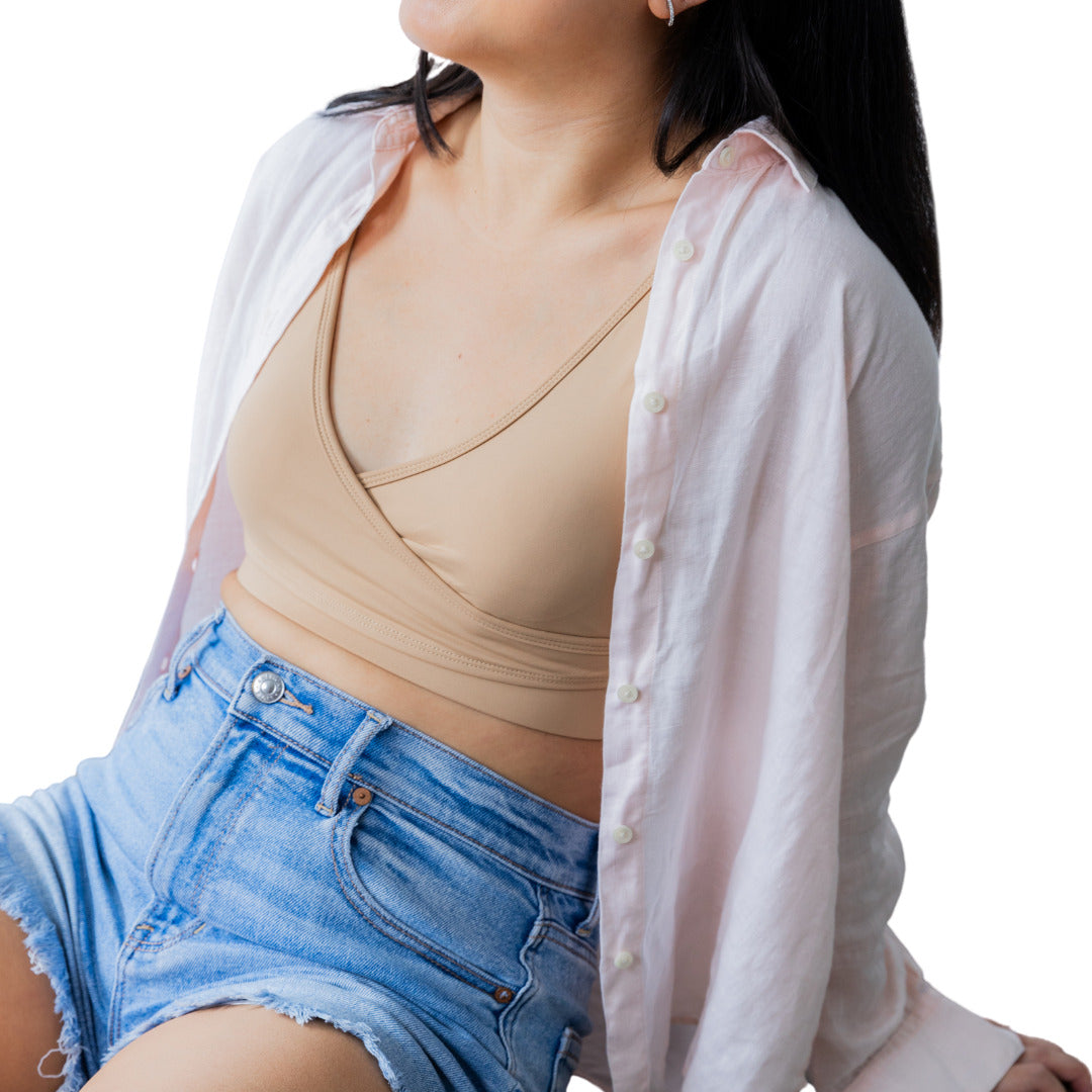 Elation - Nursing and Hands-free Pumping Bra in Caramel (7965557751842)