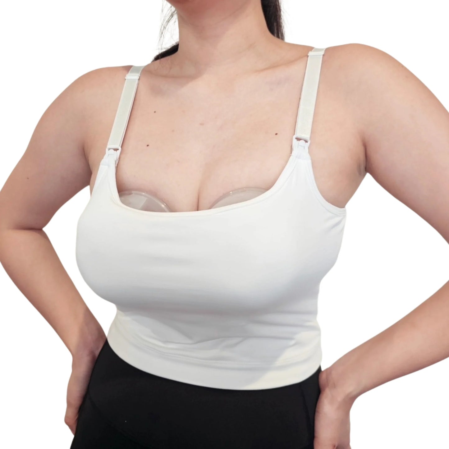 Elation - Nursing and Hands-free Pumping Cami in White (7965575348258)