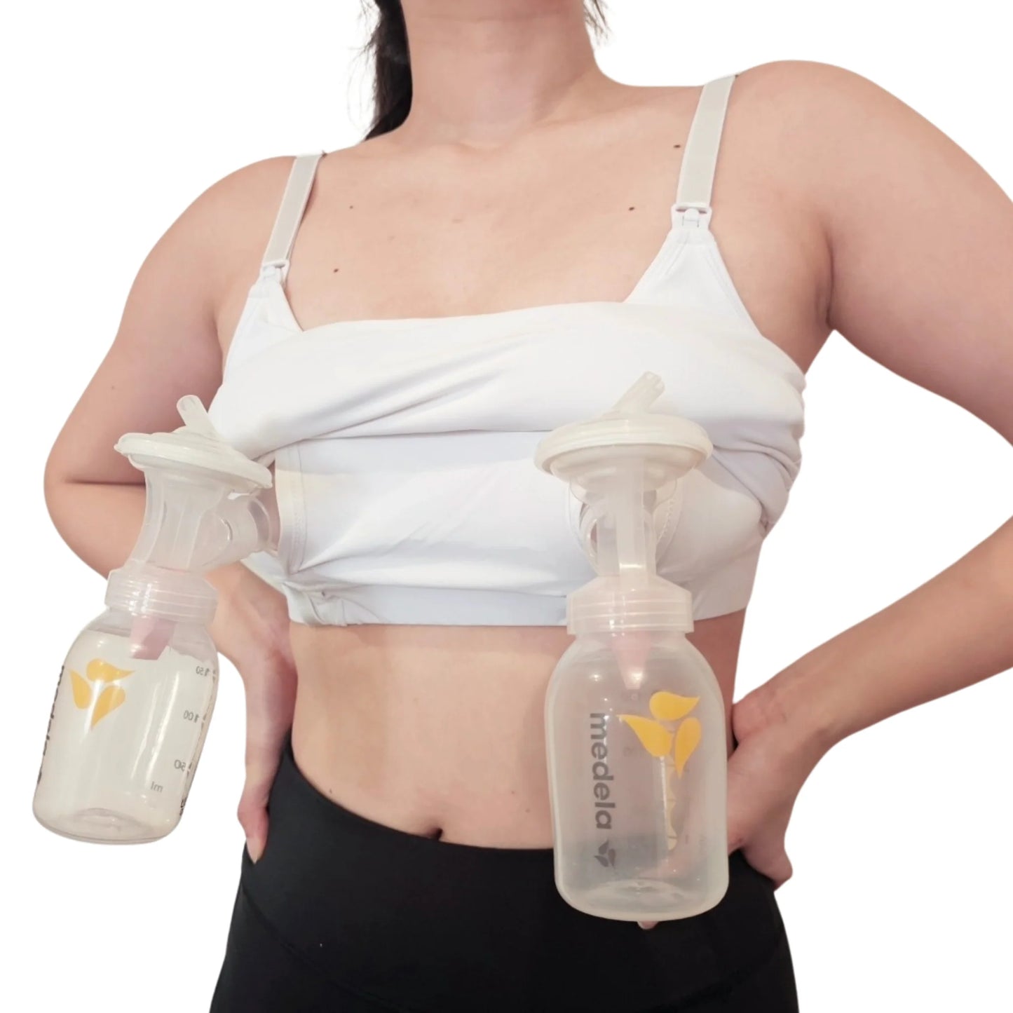 Elation - Nursing and Hands-free Pumping Cami in White (7965575348258)