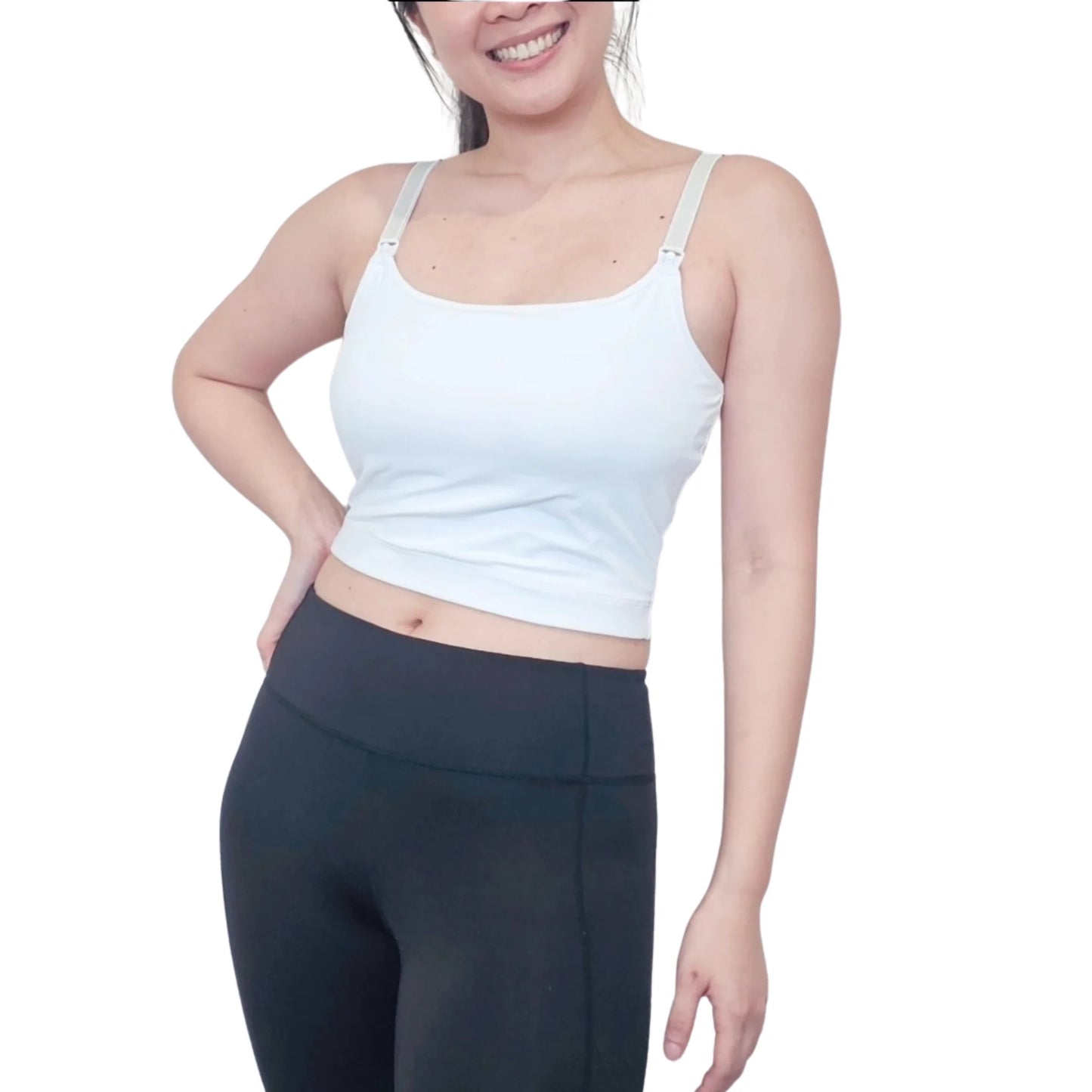 Elation - Nursing and Hands-free Pumping Cami in White (7965575348258)
