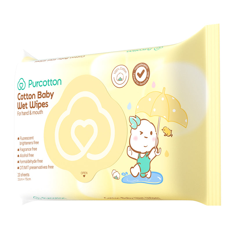 Purcotton Cotton Baby Wet Wipes 20s (7869342679074)