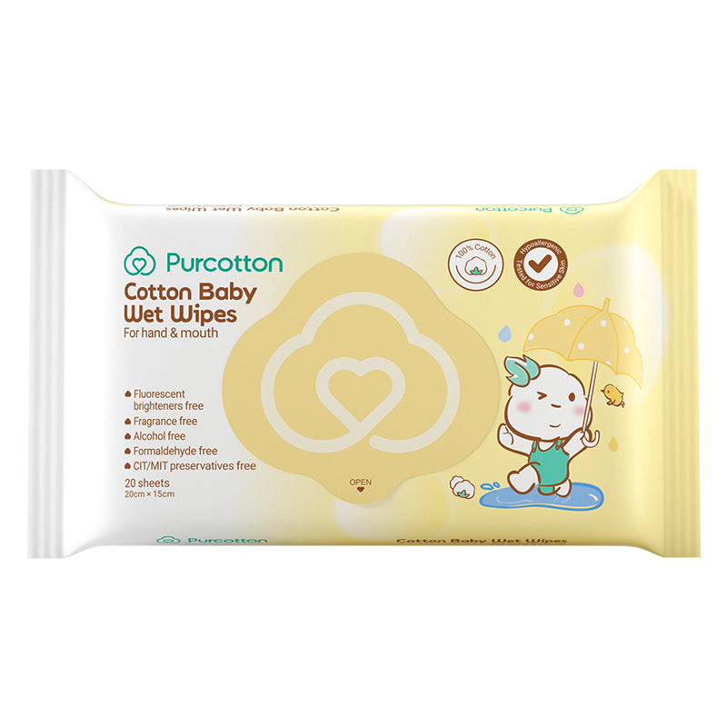 Purcotton Cotton Baby Wet Wipes 20s (7869342679074)