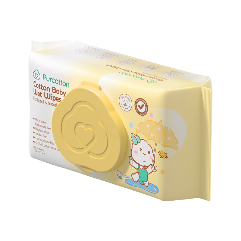 Purcotton Cotton Baby Wet Wipes 80s (7869342548002)