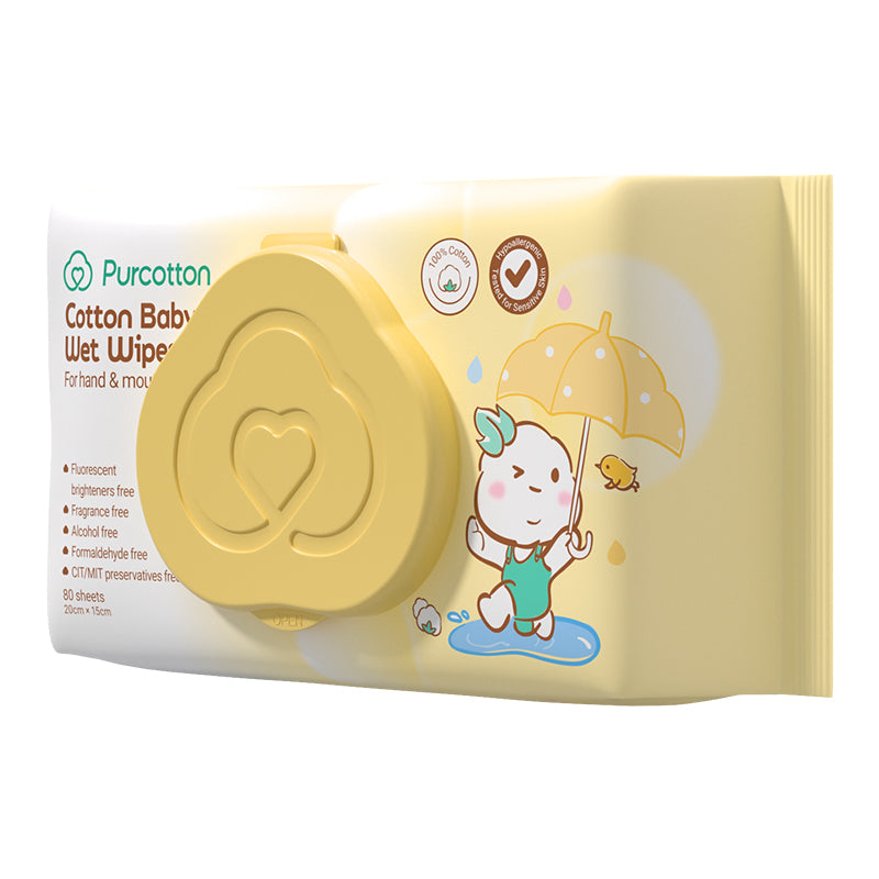Purcotton Cotton Baby Wet Wipes 80s (7869342548002)