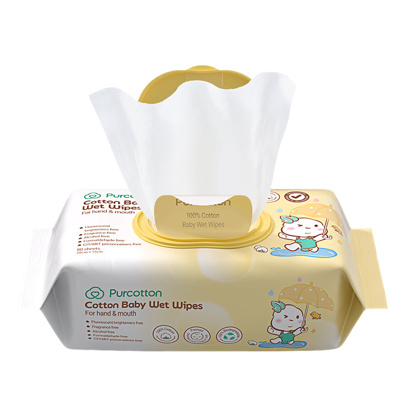 Purcotton Cotton Baby Wet Wipes 80s (7869342548002)