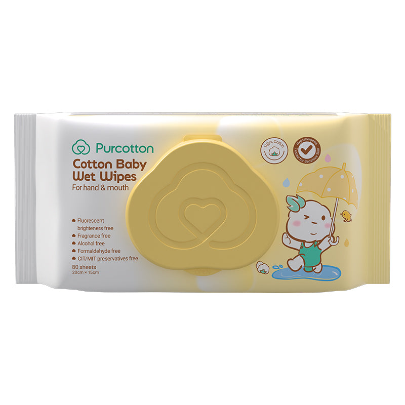 Purcotton Cotton Baby Wet Wipes 80s (7869342548002)