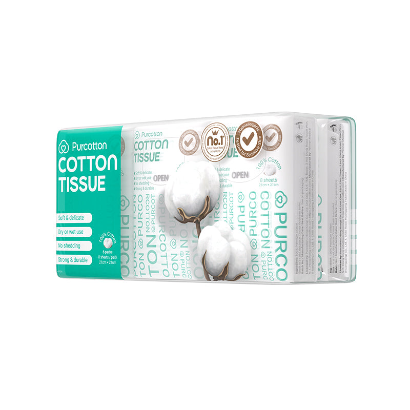 Purcotton Cotton Tissues 8s x 6 Pocket Packs (7869320626210)