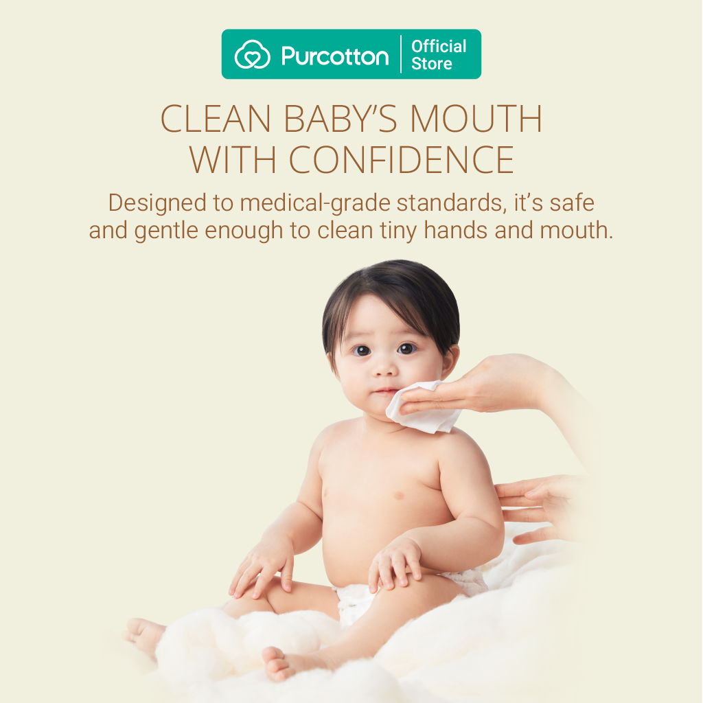 Purcotton Cotton Baby Wet Wipes 20s x 5 Packs (7869385572386)