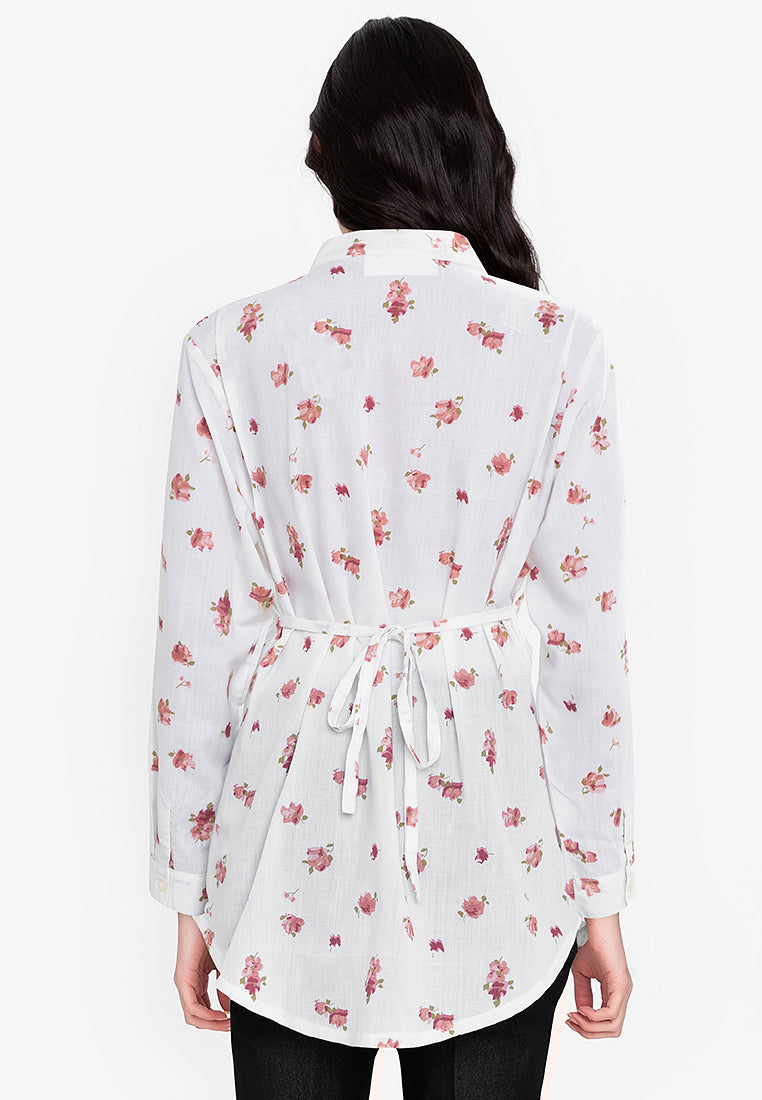 Mommy Plus - Theresa Mandarin Collar Quarter Sleeve Blouse (4800361594914)