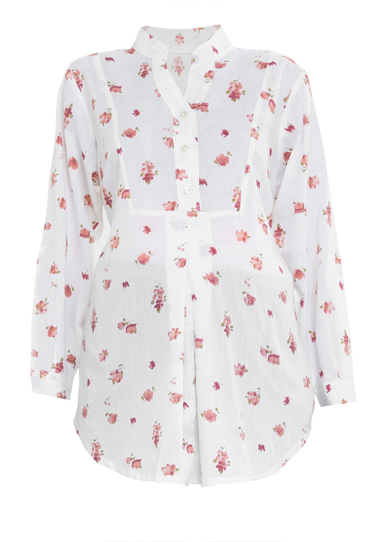 Mommy Plus - Theresa Mandarin Collar Quarter Sleeve Blouse (4800361594914)