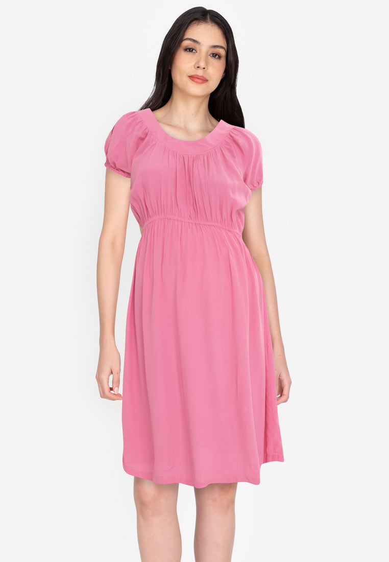 Mommy Plus - Noelle Round Collared Maternity Midi Dress (4800298254370)