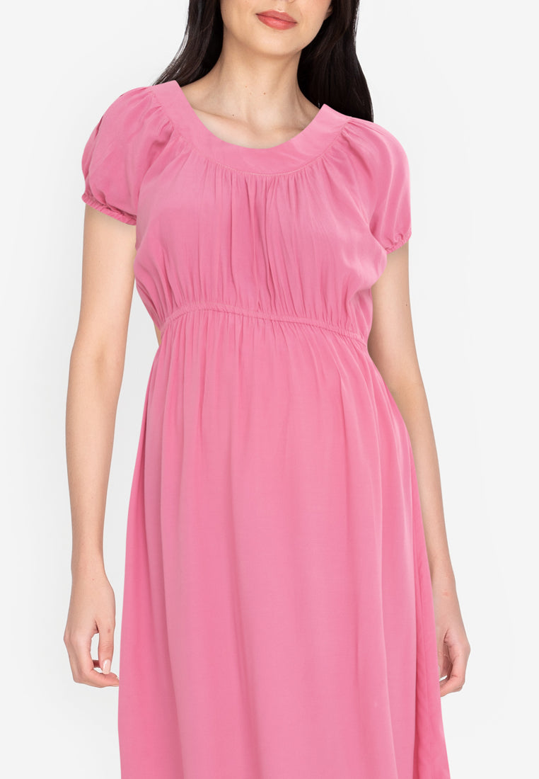 Mommy Plus - Noelle Round Collared Maternity Midi Dress (4800298254370)