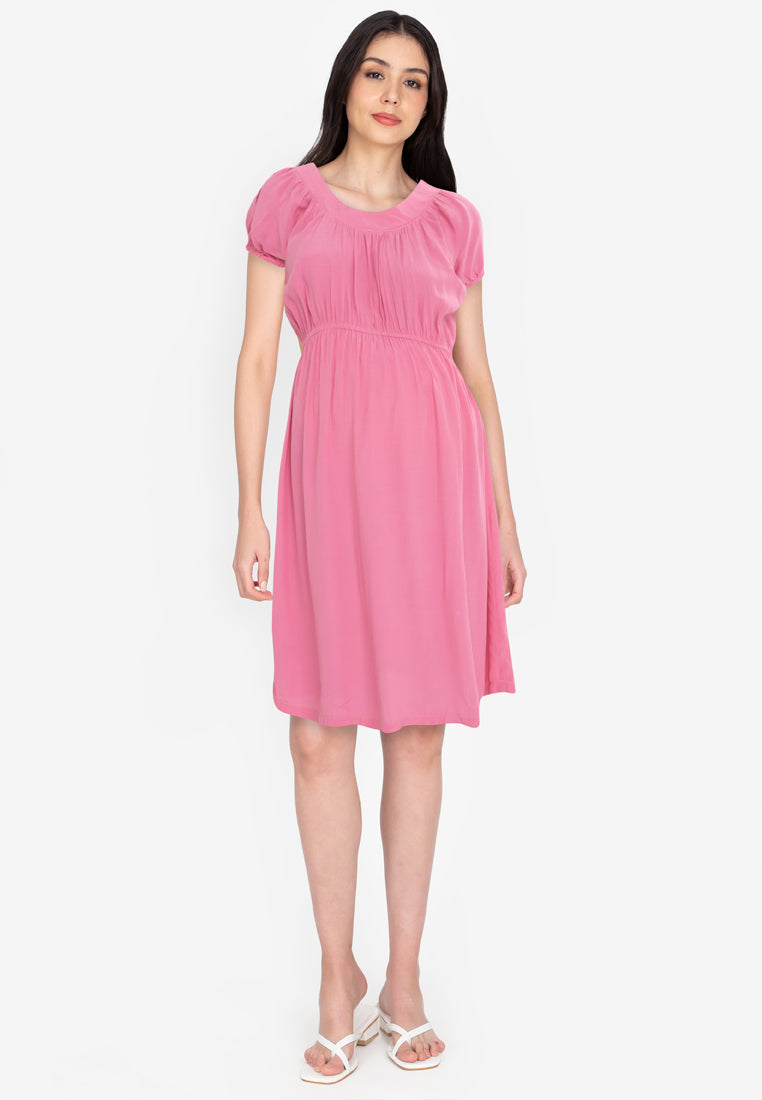 Mommy Plus - Noelle Round Collared Maternity Midi Dress (4800298254370)
