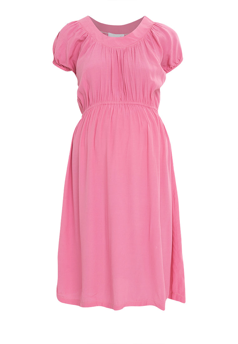 Mommy Plus - Noelle Round Collared Maternity Midi Dress (4800298254370)