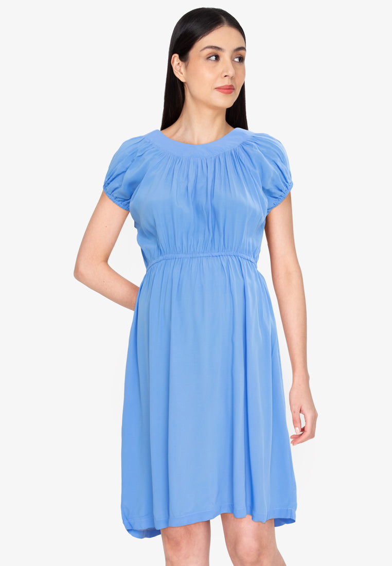 Mommy Plus - Noelle Round Collared Maternity Midi Dress (4800298254370)