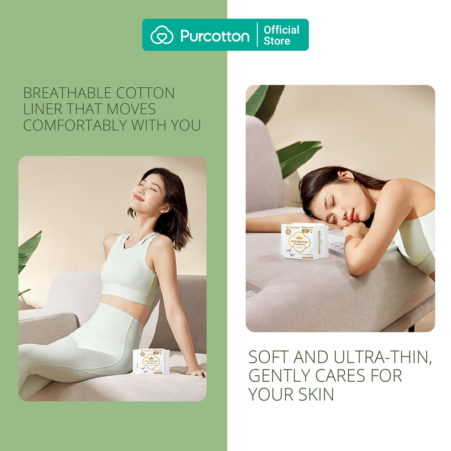 Purcotton MaxGuard Unscented Panty Liners (20pcs) (7872662798370)
