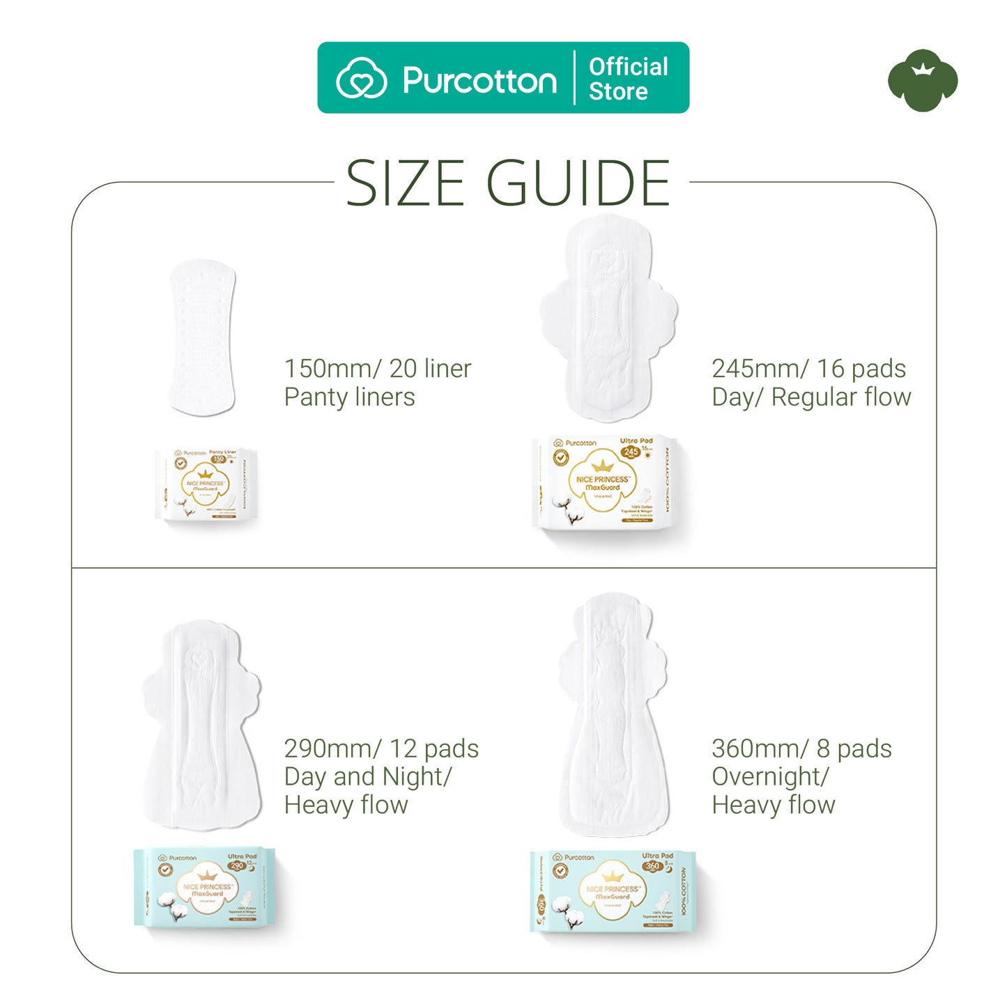 Purcotton MaxGuard Unscented Ultra Pads (8pcs) (7872664404002)