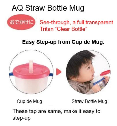 Richell AQ Clear Straw Bottle Mug 200 R (7965630464034)