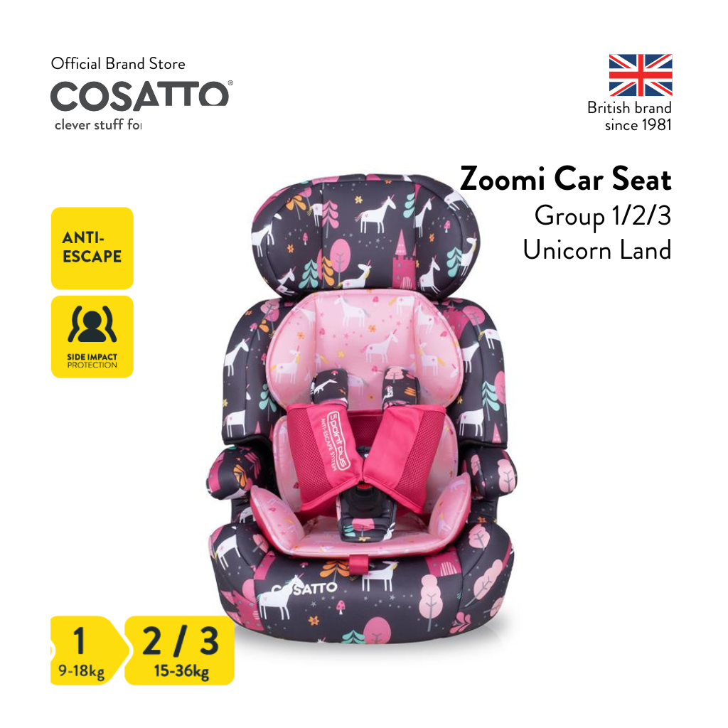 Cosatto - Zoomi Group 123 Anti-Escape Car Seat Unicorn Land (7975003979810)