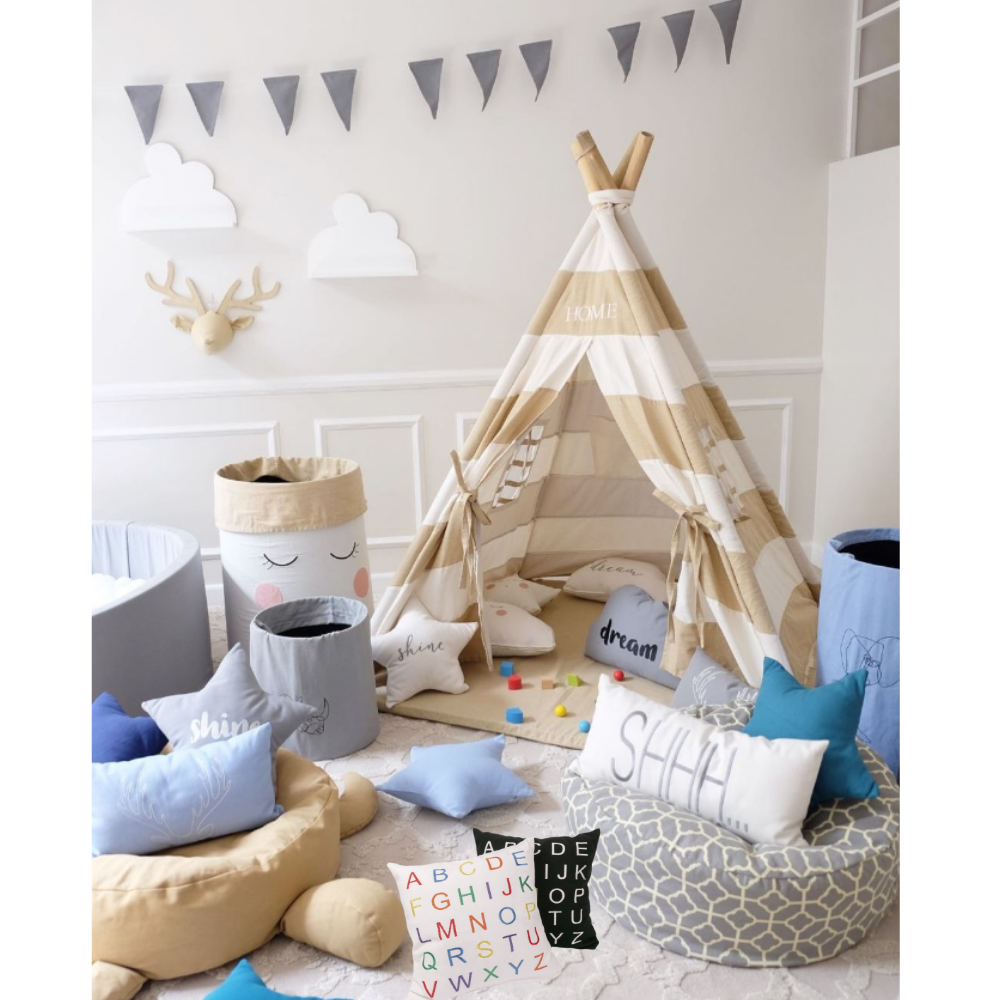 Fun Nest - Alphabet pillow cream/rainbow (pillowcases) (7988155809826)