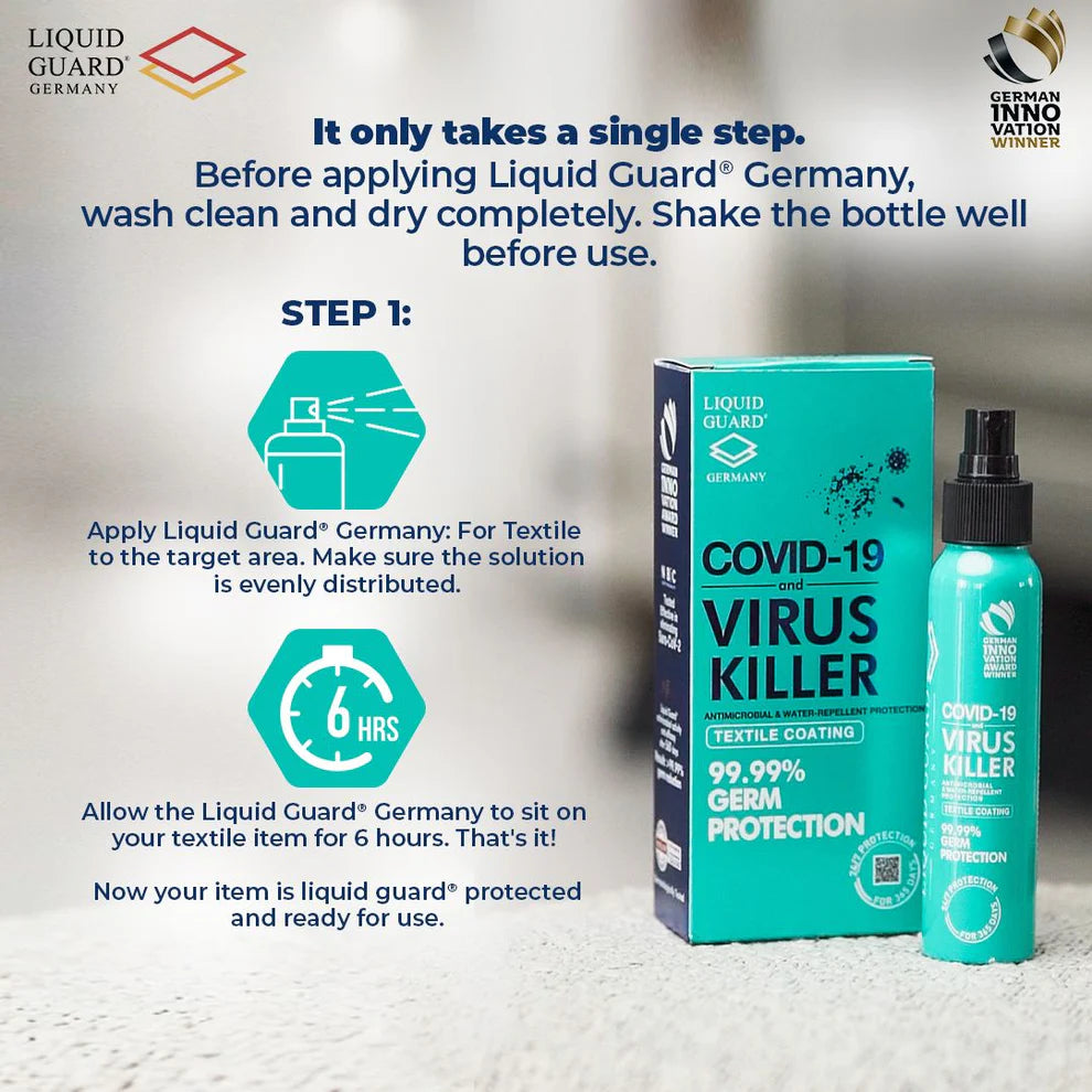 Liquid Guard Germany Anti-Mold/Anti-Virus Protection: Textile Coating (100ml, 2 bottles) (7933381738530)
