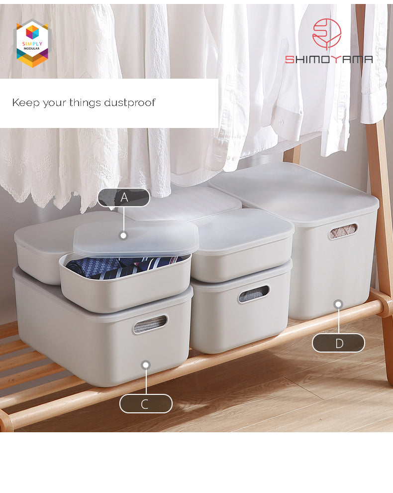 Simply Modular - Shimoyama Large Gray Deep Storage Box with Lid (4844148424738)