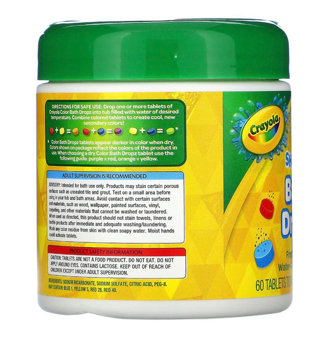 Clean Beauty Society - Crayola Shaker Bath Dropz Fragrance-Free (60 Tablets) (4838411796514)