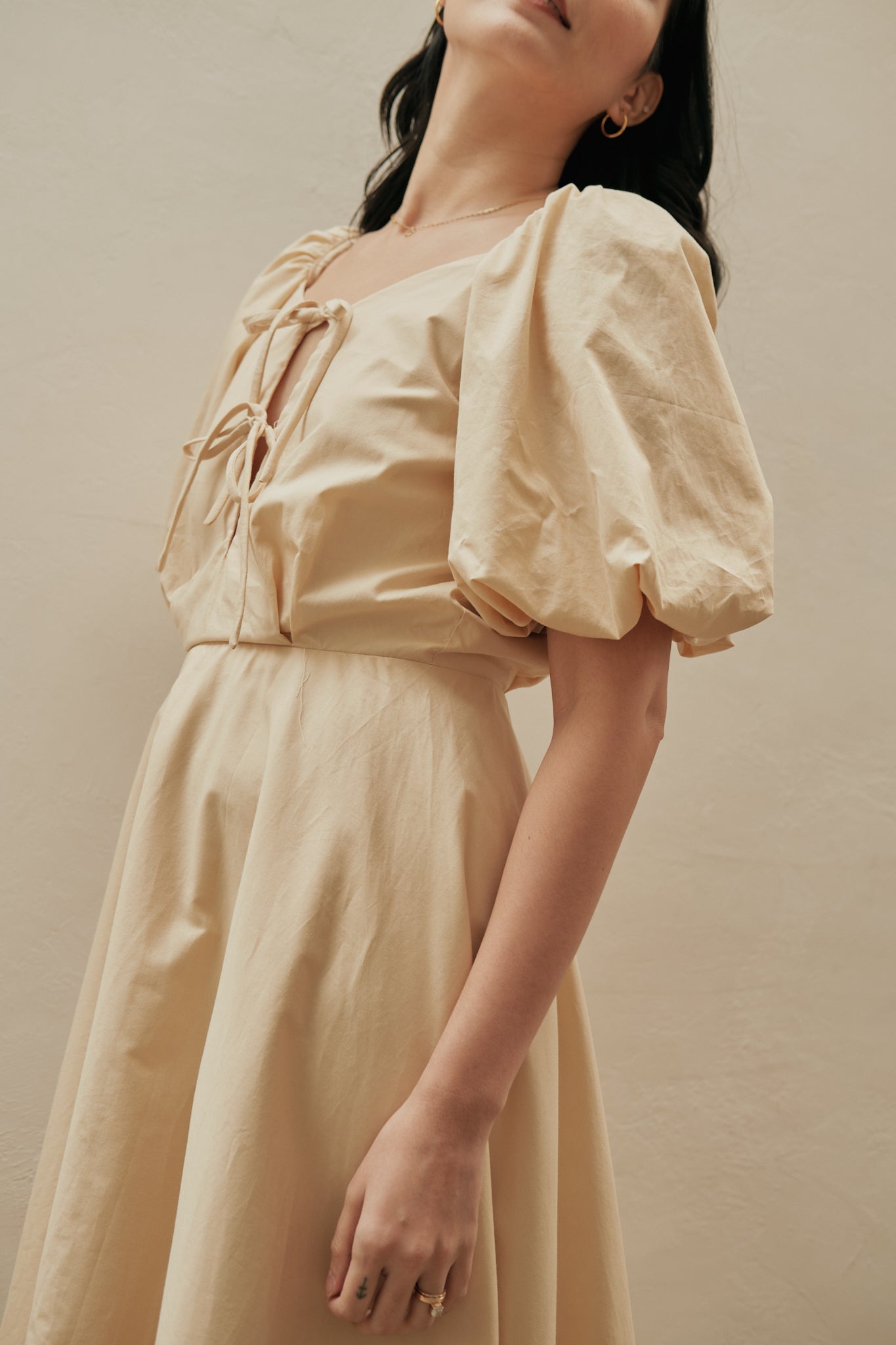 Milk Easy x Vania Romoff Midi Dress in Beige (7165721542690)