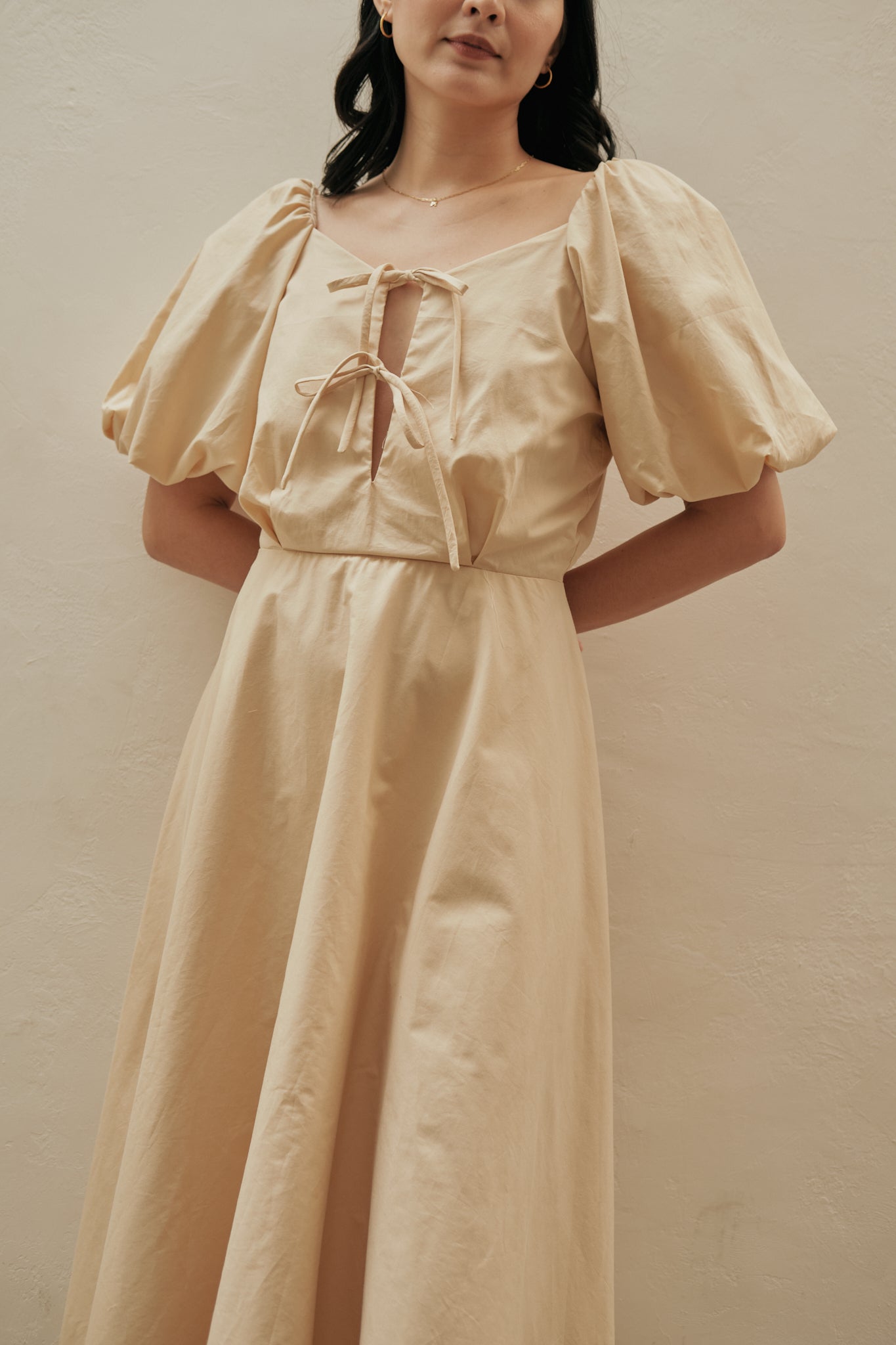 Milk Easy x Vania Romoff Midi Dress in Beige (7165721542690)