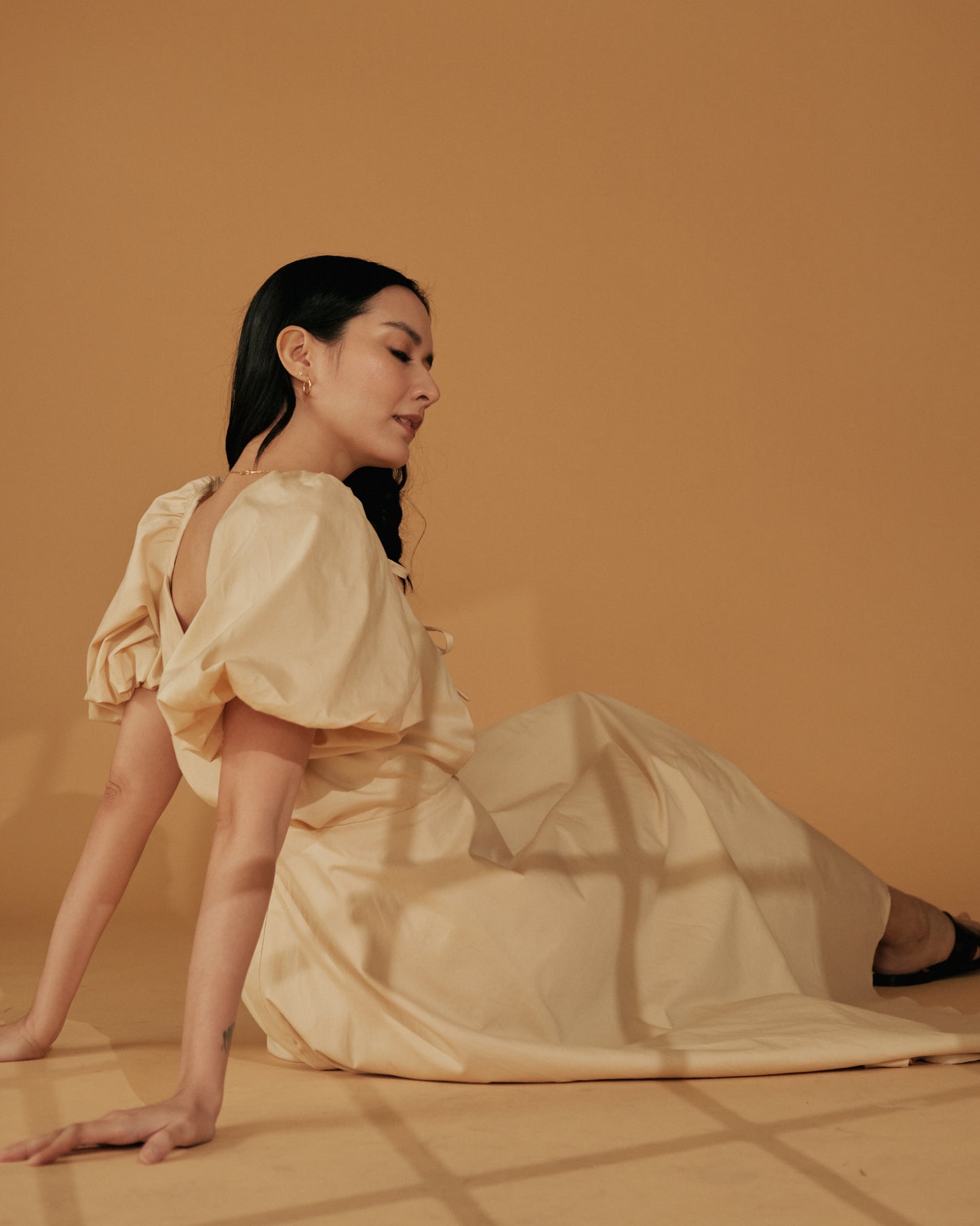 Milk Easy x Vania Romoff Midi Dress in Beige (7165721542690)