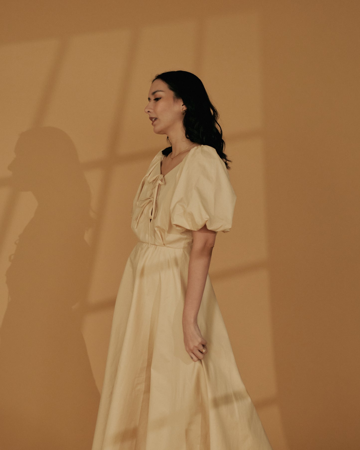 Milk Easy x Vania Romoff Midi Dress in Beige (7165721542690)