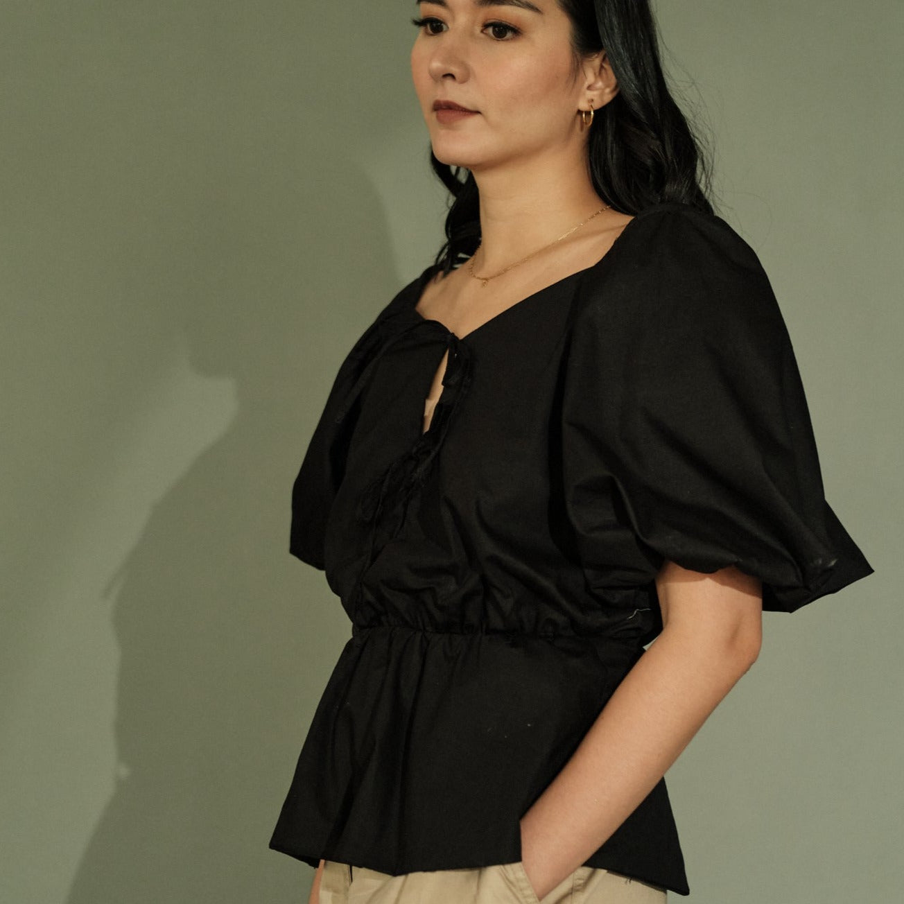 Milk Easy x Vania Romoff Blouse in Black (7165719511074)