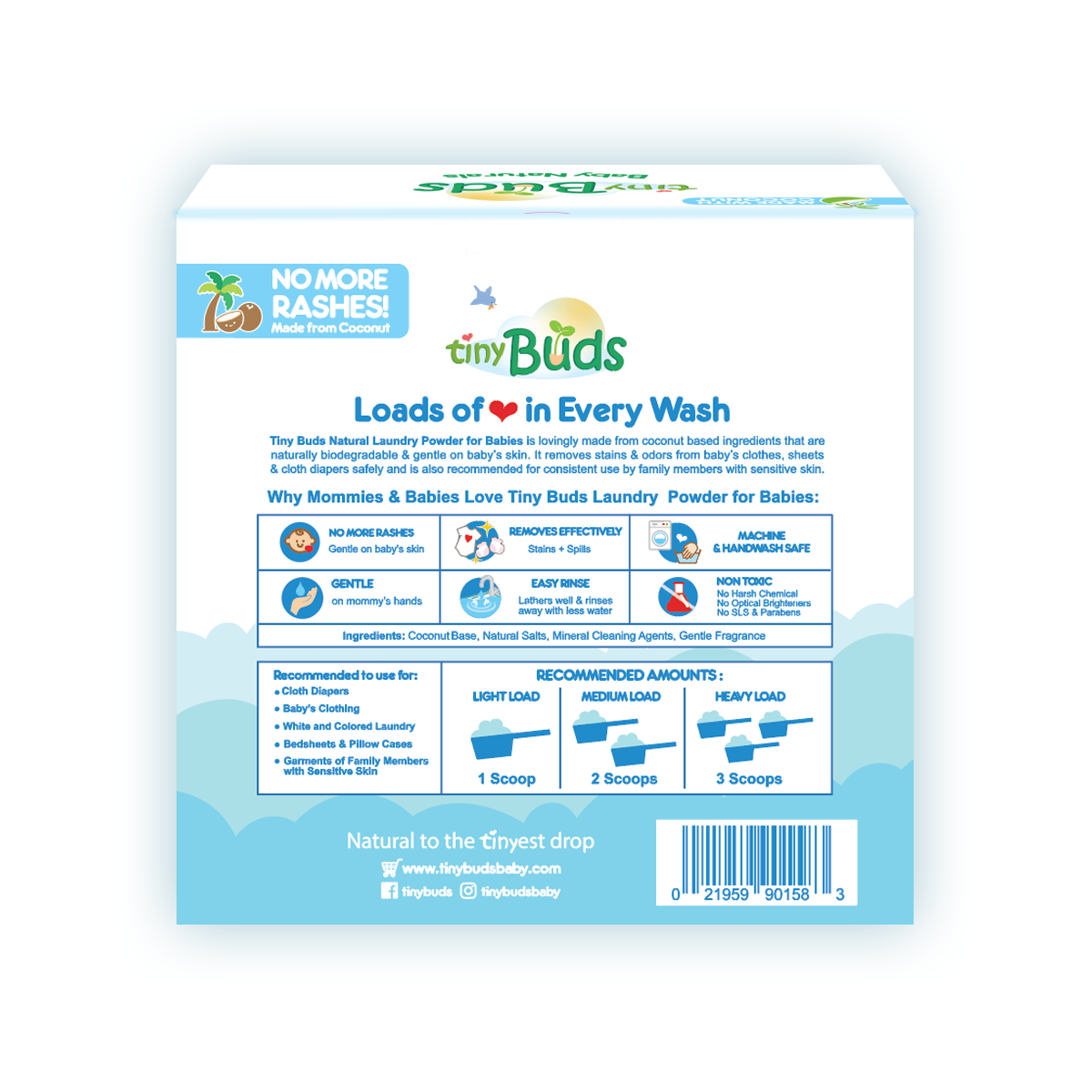 Tiny Buds - Laundry Powder Extra Sensitive Fragrance Free 1kg (6797235814434)