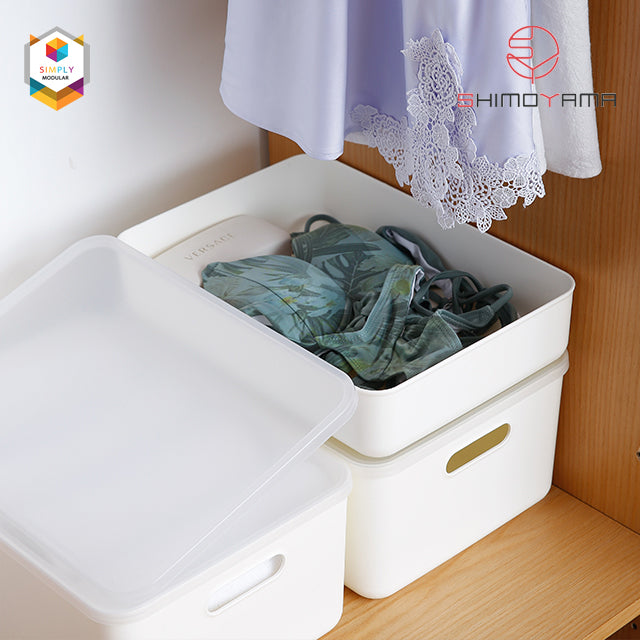 Simply Modular - Shimoyama Small White Flat Storage Box with Lid (4844148195362)