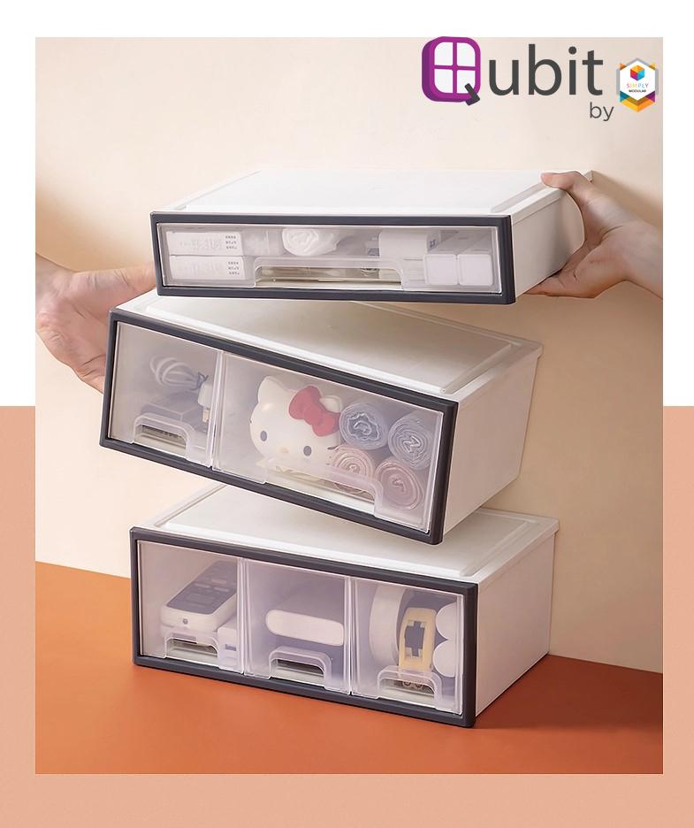 Simply Modular - Qubit Level Solo Mini | Transparent stackable storage box cabinet organizer with drawers for home office school (4851690405922)
