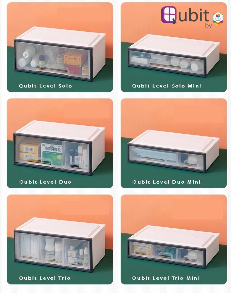 Simply Modular - Qubit Level Solo Mini | Transparent stackable storage box cabinet organizer with drawers for home office school (4851690405922)
