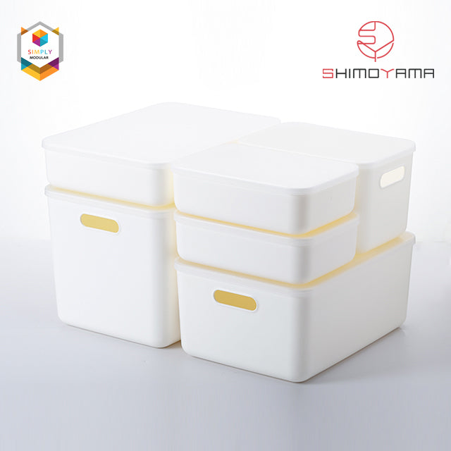 Simply Modular - Shimoyama Middle White Handled Storage Box with Lid (4844148293666)
