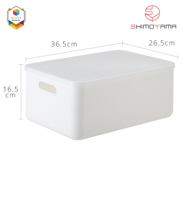 Simply Modular - Shimoyama Middle White Handled Storage Box with Lid (4844148293666)